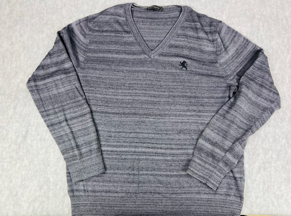 🔥🔥🔥Express Mens Grey Long Sleeve V-neck Sweater Size Large 🔥🔥🔥