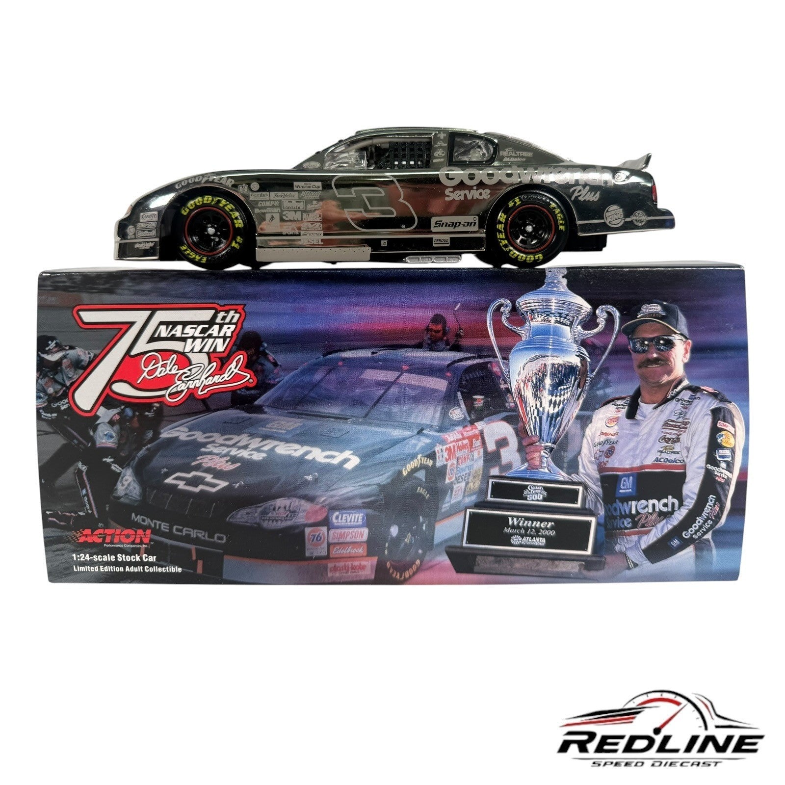 🏁ACTION  Dale Earnhardt #3  Goodwrench Platinum 75th Win Chrome 1:24 D1🏁