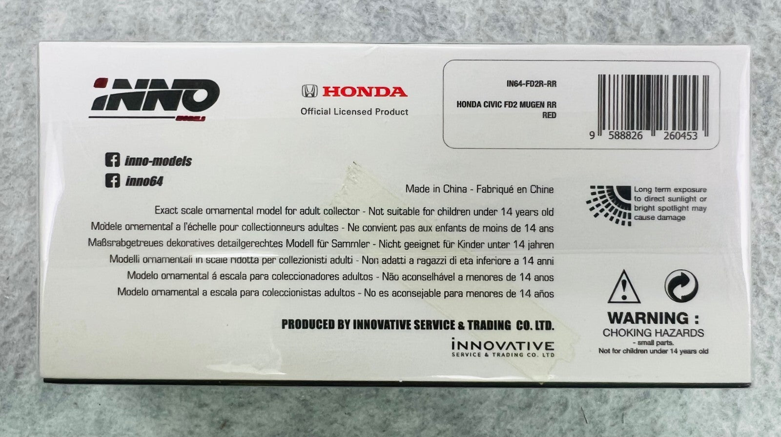 🎌🎌🎌Inno64 Honda Civic Fd2 Mugen RR RED  1/64 Scale H35🎌🎌🎌