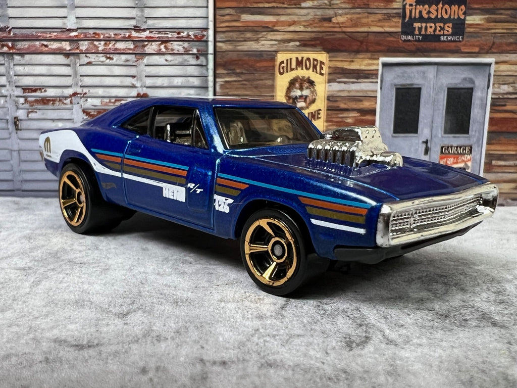 🇺🇸HOT WHEELS 70 Dodge Charger R/T Blue Car HW Muscle Mania Mopar C14🇺🇸