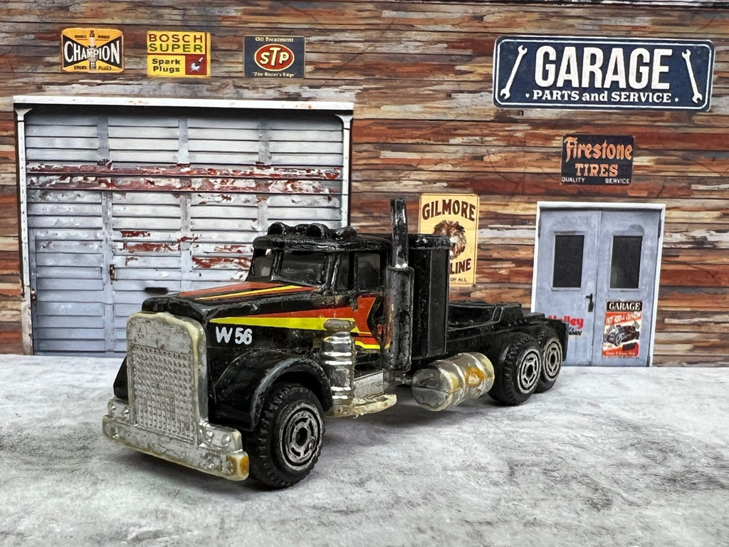 🔥🔥🔥Vintage 70's Super Wheels Black Semi Truck W56 Made in HONG KONG C3🔥🔥🔥