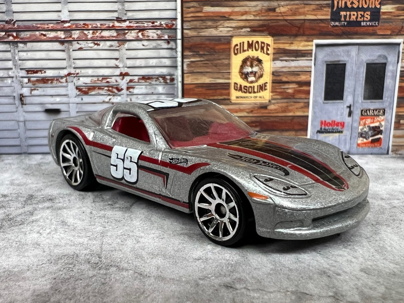 🇺🇸🇺🇸🇺🇸Mattel Hot Wheels C6 Corvette Car #55 Silver LOOSE C8🇺🇸🇺🇸🇺🇸