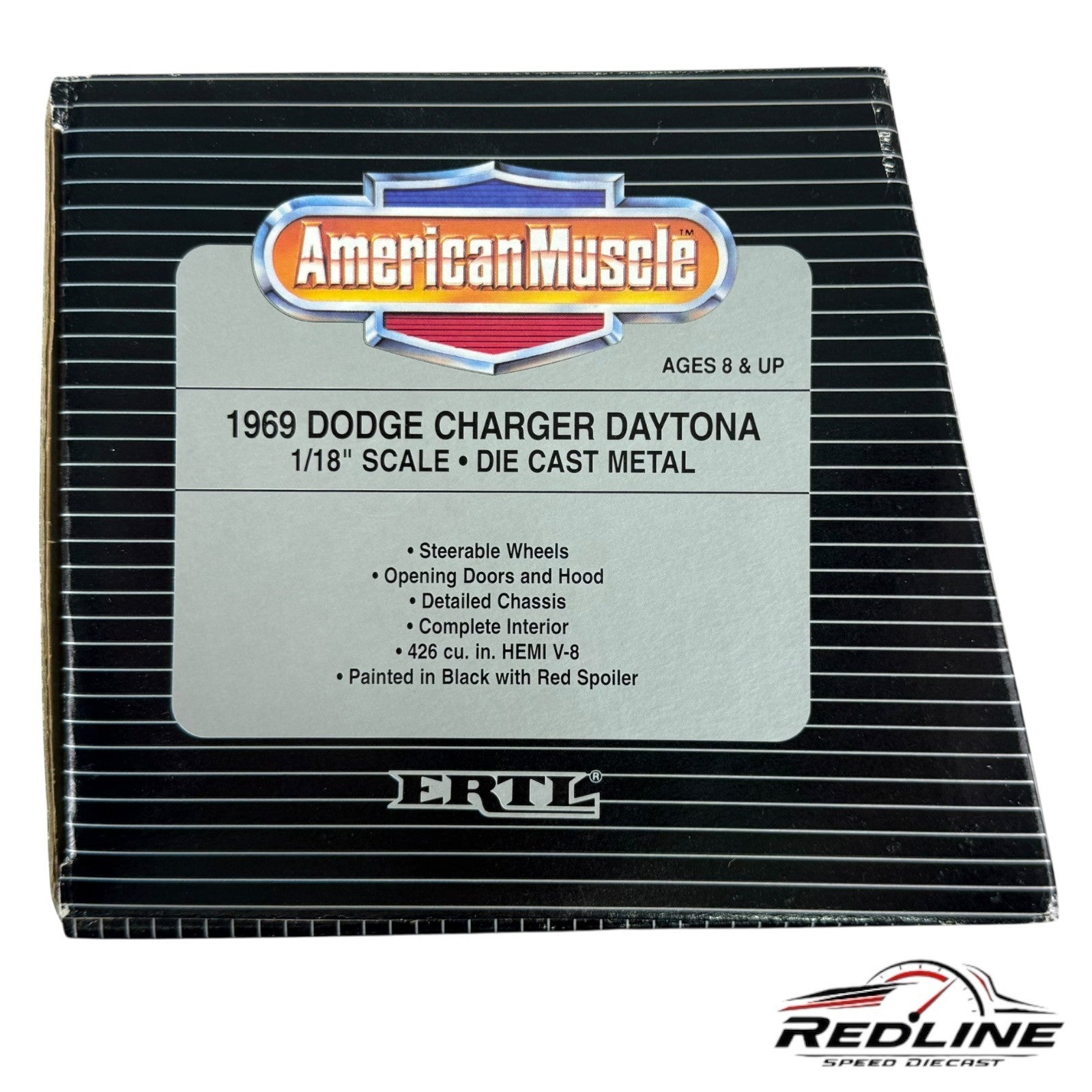 🦅Ertl American Muscle 1969 Dodge Charger Daytona BLACK 1:18 B2🦅