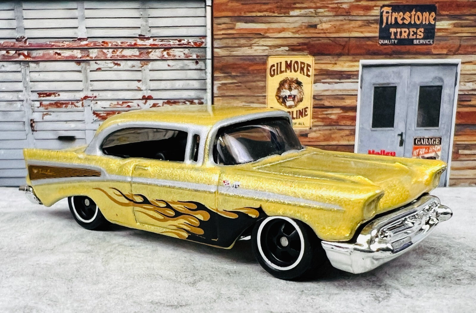 🇺🇸🇺🇸🇺🇸Hot Wheels Larry's Garage '57 Chevy Bel Air Chase C23🇺🇸🇺🇸🇺🇸
