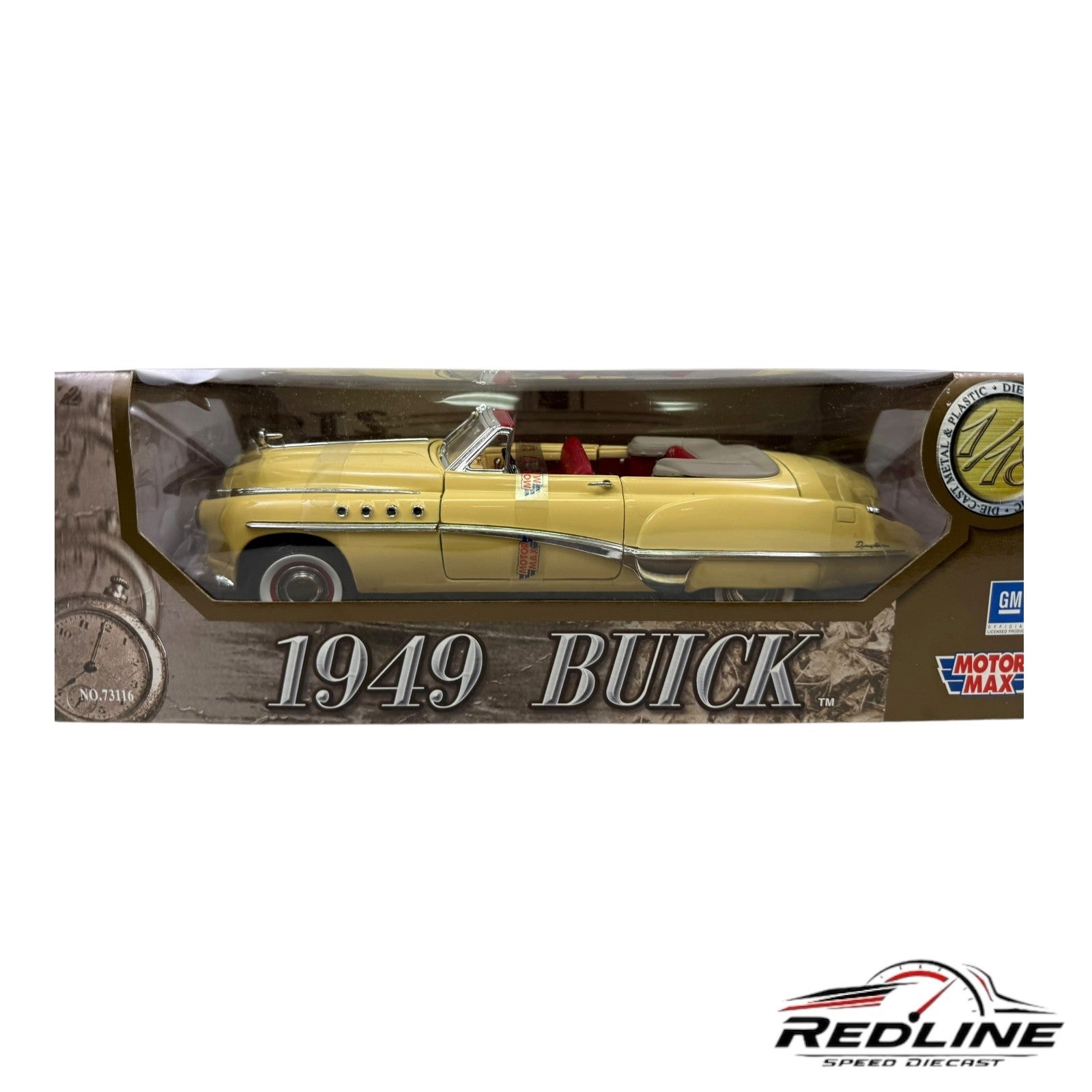 🇺🇸Motor Max1949 Buick Roadmaster Convertible Tan With Red Interior 1:18 C3🇺🇸