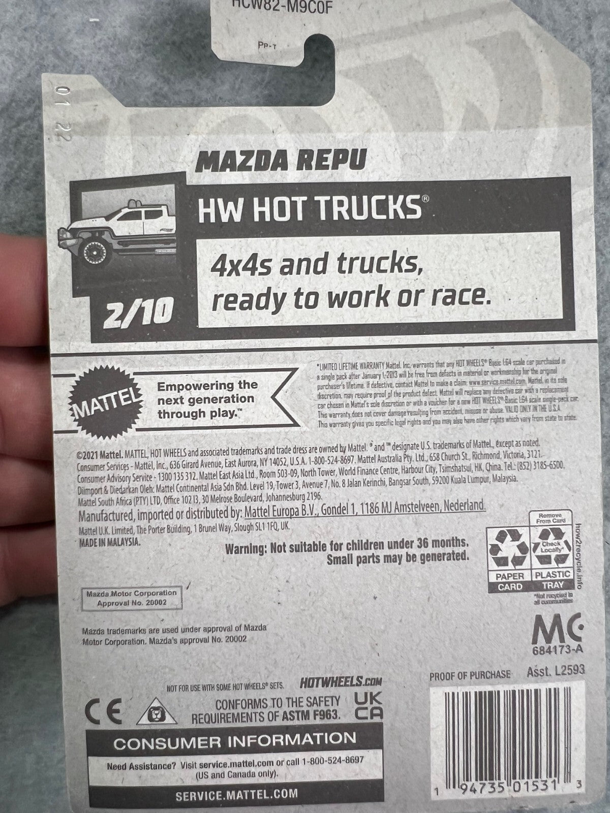 🎌🎌🎌Hot Wheels Mazda Repu HW Hot Trucks Series 2/10 H27🎌🎌🎌