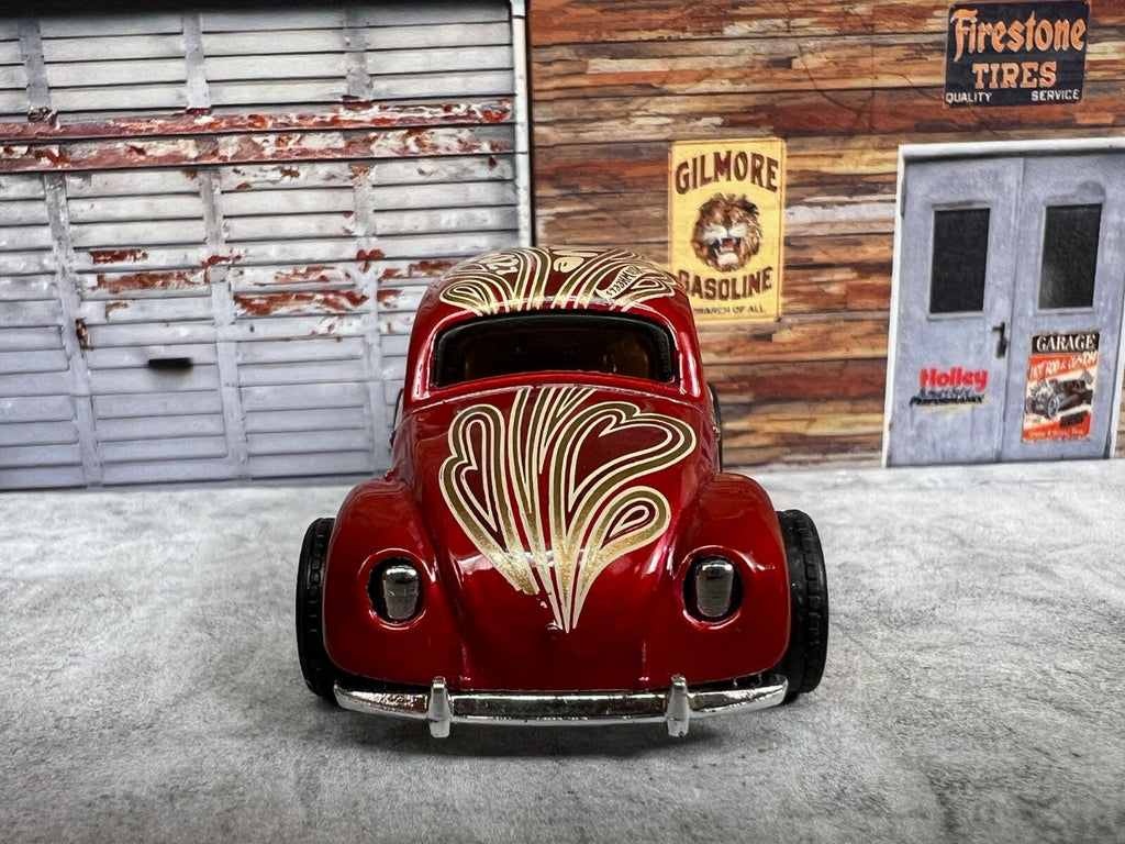 🇩🇪Hot Wheels Holiday Racers Red Valentine VW Beetle CUSTOM WHEELS C13🇩🇪