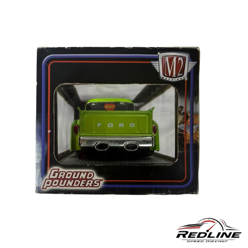 🔥M2 Machines Ground Pounders 1956 Ford F-100 Pickup Hooker Headers 1:24 D1🔥