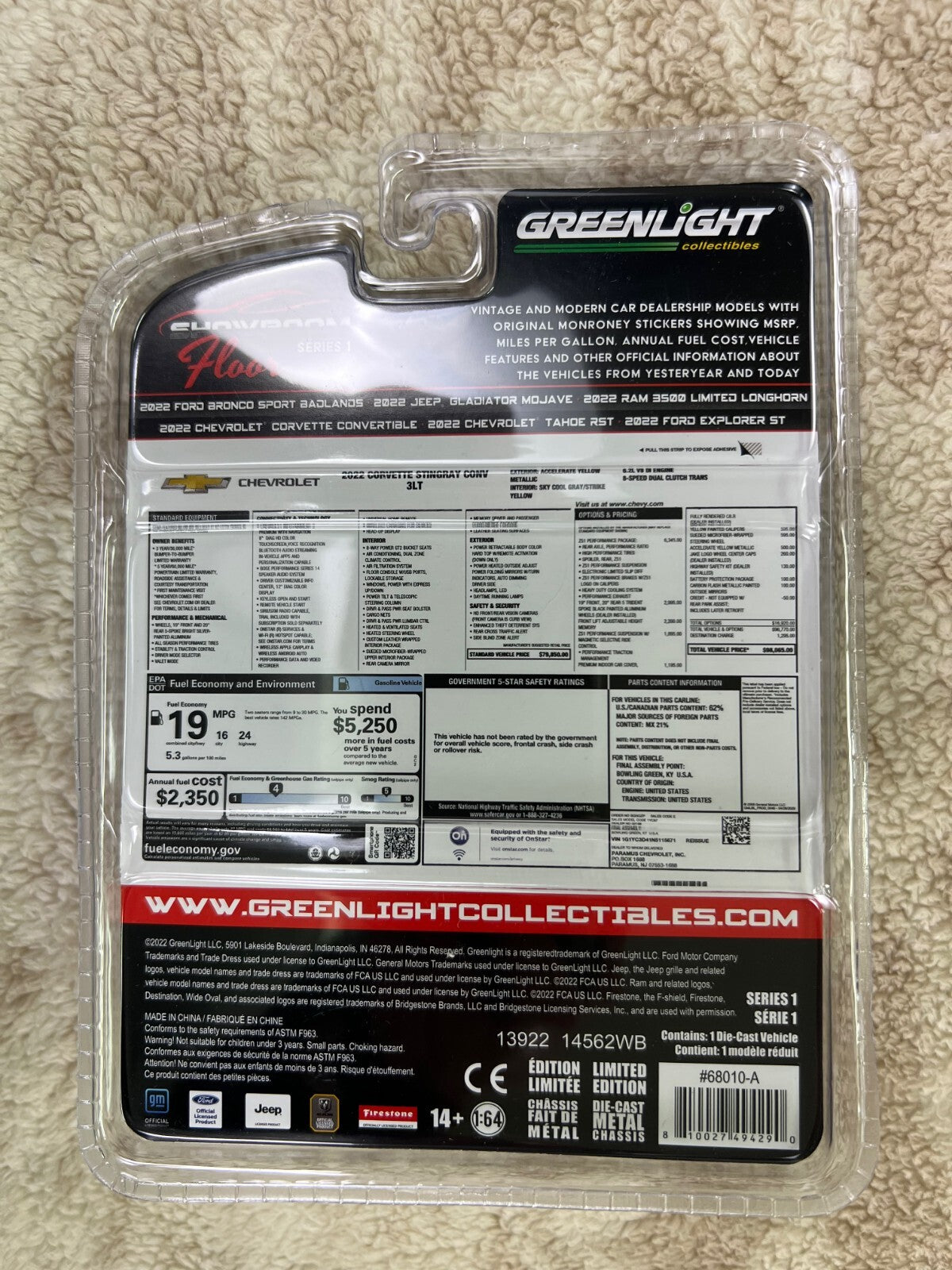 🔥GreenLight 2022 Chevrolet Corvette Convertible Showroom Floor Series 1 HW16🔥