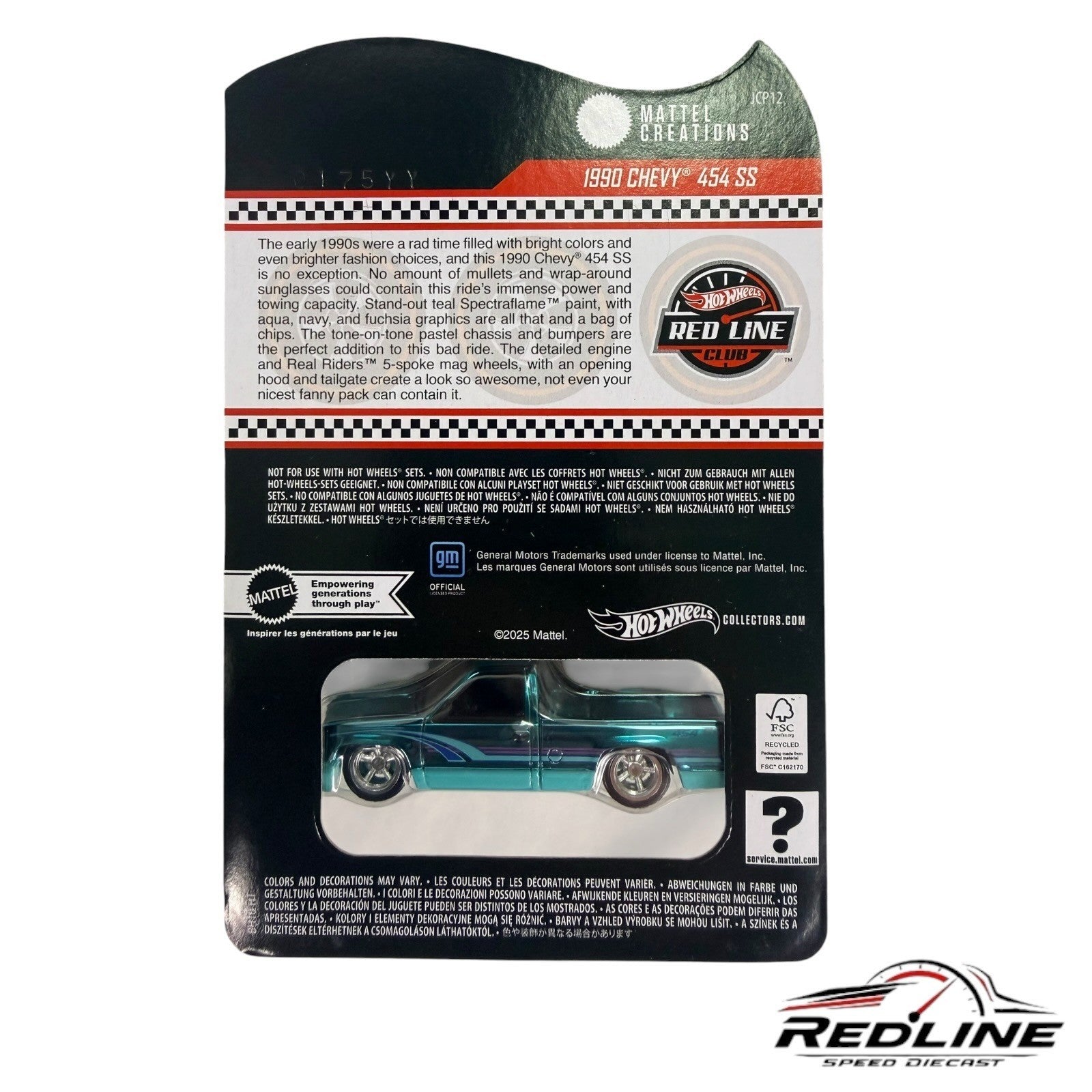 🇺🇸Hot Wheels Red Line Club 1990 Chevy 454 SS Aqua Blue H33🇺🇸