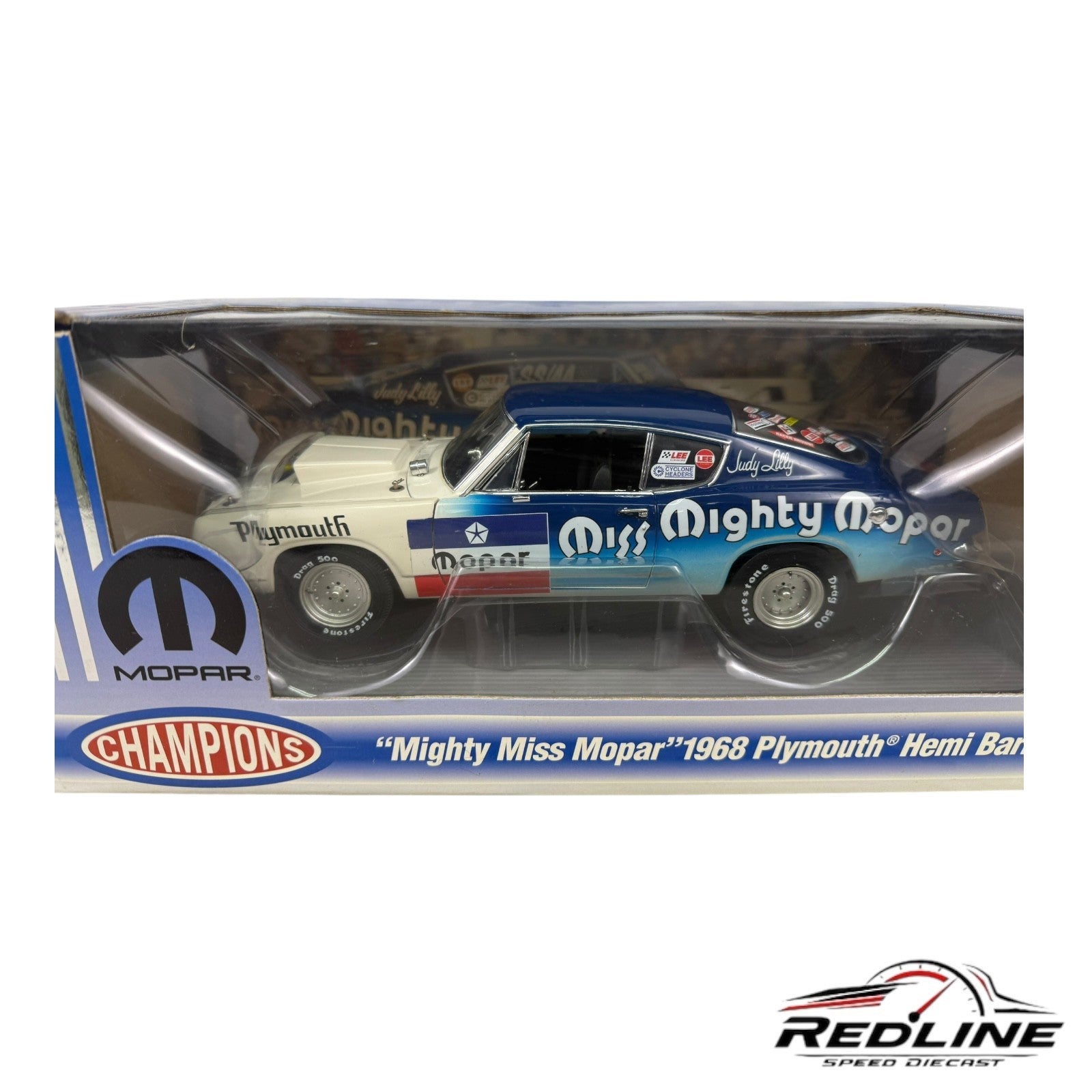 🏁Mighty Miss Mopar 1968 Plymouth Hemi Barracuda Mopar Champions Diecast 1:18 C1
