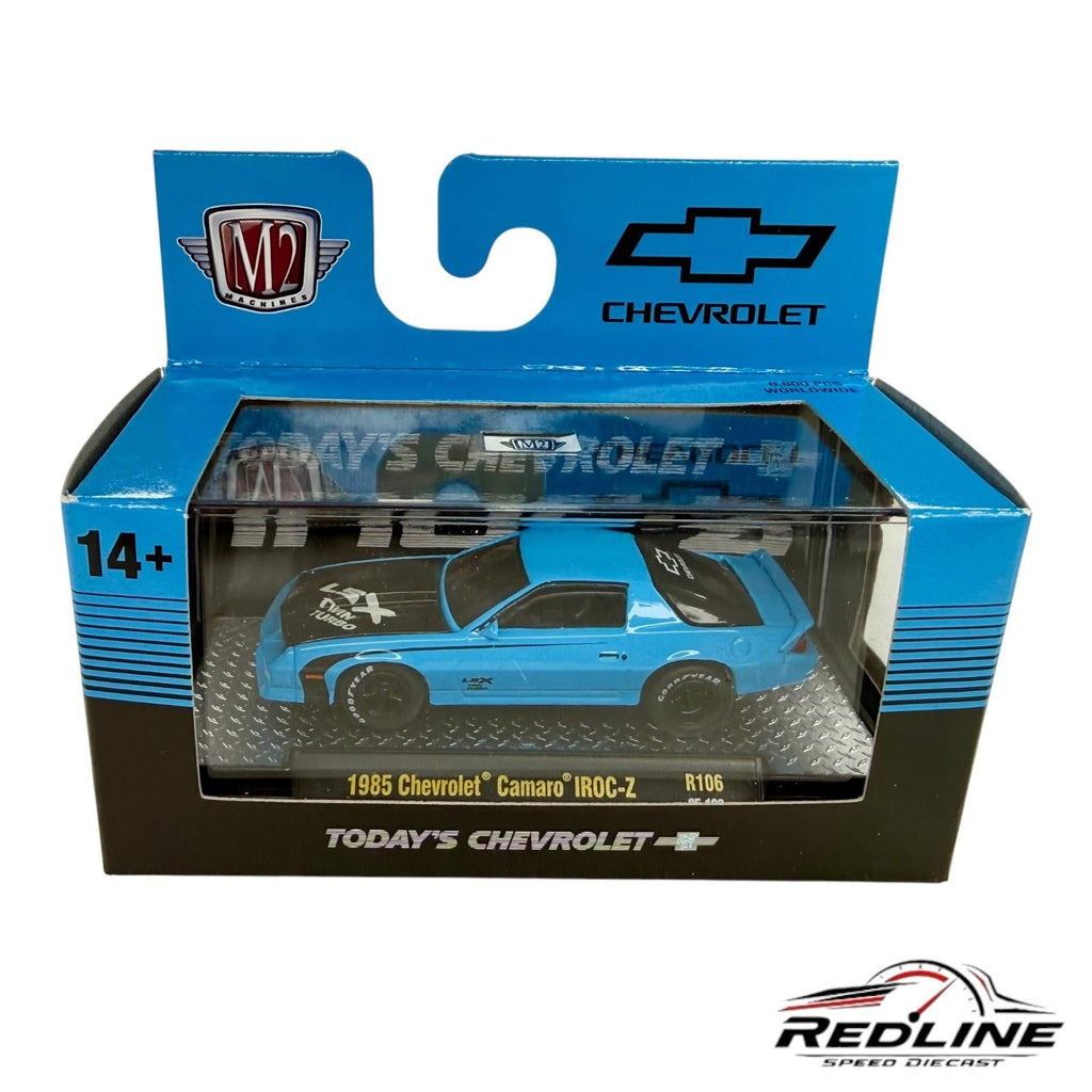M2 Machines Auto Thentics R106 1985 Chevrolet Camaro IROC-Z BLUE H36
