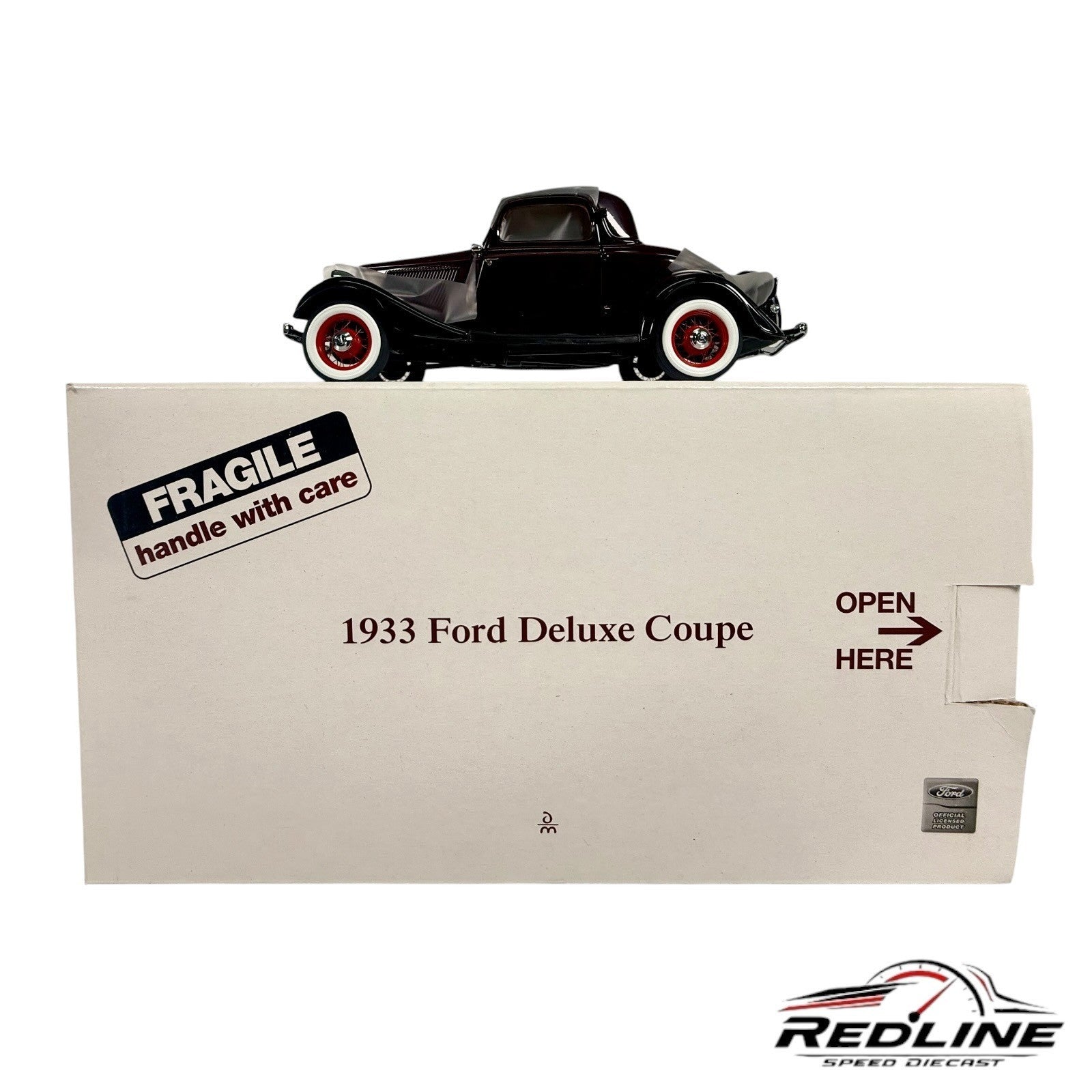 🇺🇸Danbury Mint 1933 Ford Deluxe Coup Burgundy 1:24 C2🇺🇸