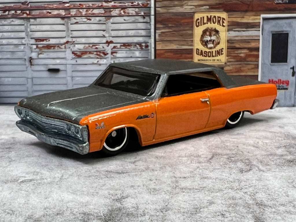 🇺🇸🇺🇸Hot Wheels Garage '65 Chevy Malibu Orange Gray Real Riders C21🇺🇸🇺🇸