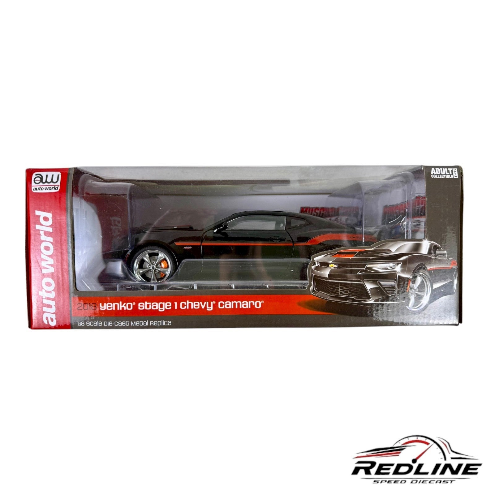 🇺🇸AUTO WORLD 2018 Yenko Stage I Chevy Camaro SYC Black 1:18 TV🇺🇸