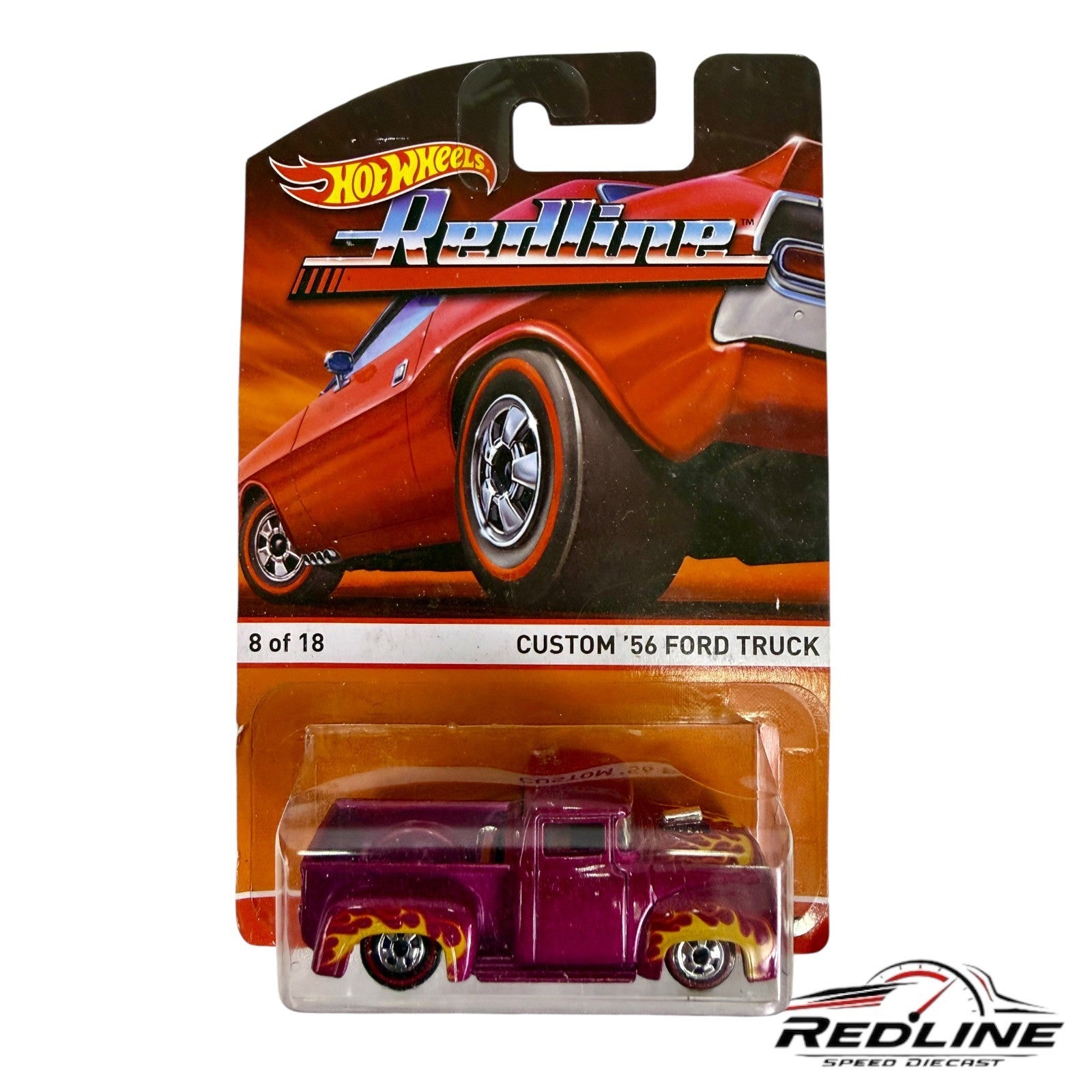 🇺🇸Hotwheels Redline Custom '56 Ford Truck w/Flames H6🇺🇸
