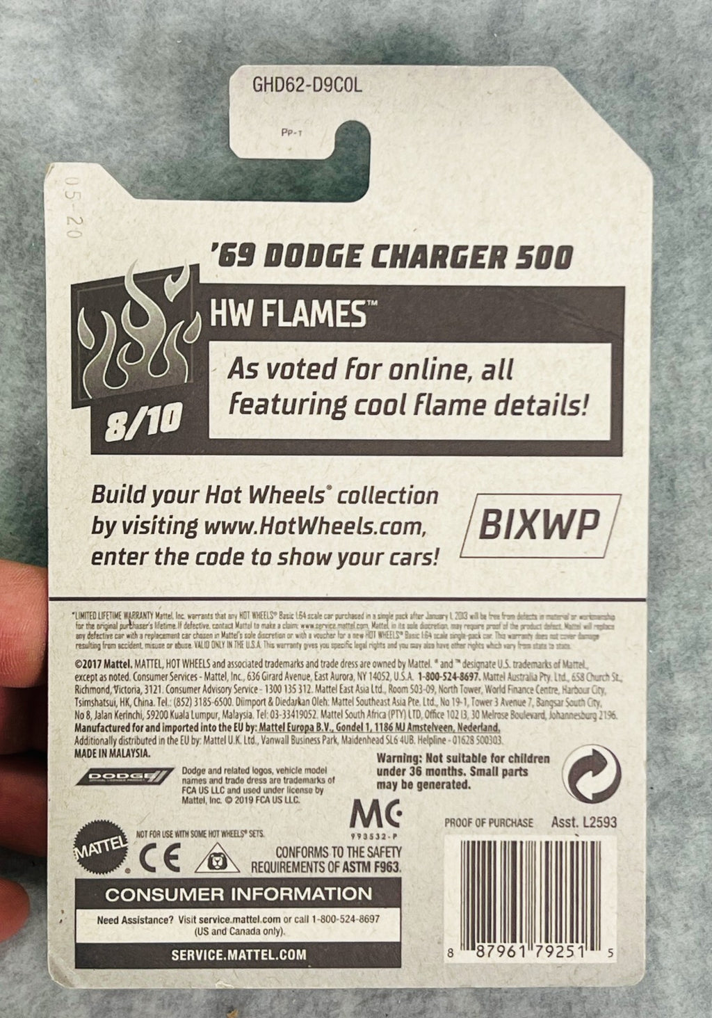 🔥🔥🔥Hot Wheels 69 Dodge Charger 500 HW FLAMES HW Flames H25🔥🔥🔥