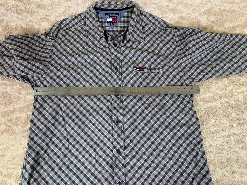 👔👔👔Vintage 90s Tommy Hilfiger Plaid Long Sleeve Button Down Shirt Mens XL👔👔