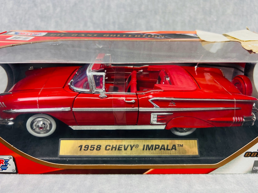 🇺🇸MOTOR MAX 1958 Chevrolet Impala Convertible Black with Red Interior 1/18🇺🇸