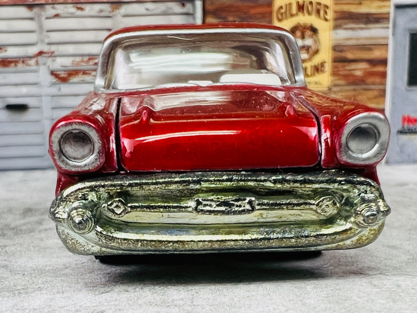 🇺🇸Hot Wheels 2006 Holiday Rods 57 Chevy Bel Air Red Real Riders C23🇺🇸