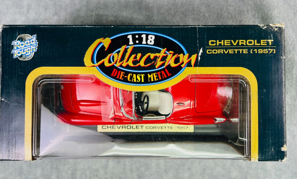 🇺🇸Road Tough 1957 Metal Collection Chevrolet Corvette 1:18 Diecast Car🇺🇸
