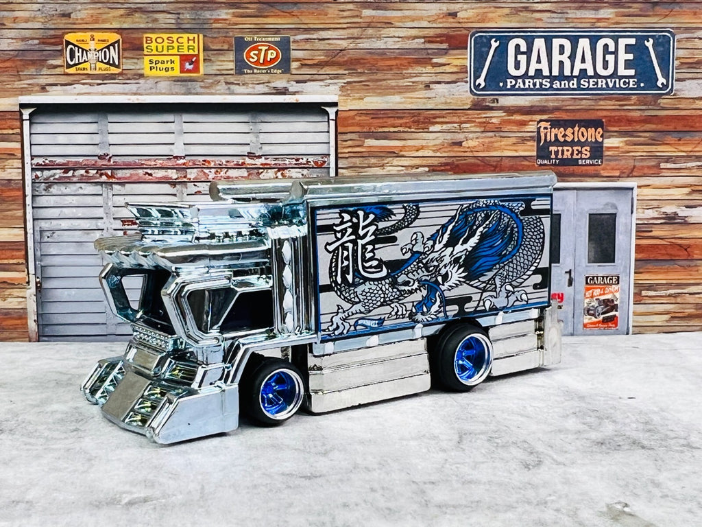 🎌🎌🎌Hot Wheels BLUE & Chrome Raijin Express Real Riders C19🎌🎌🎌