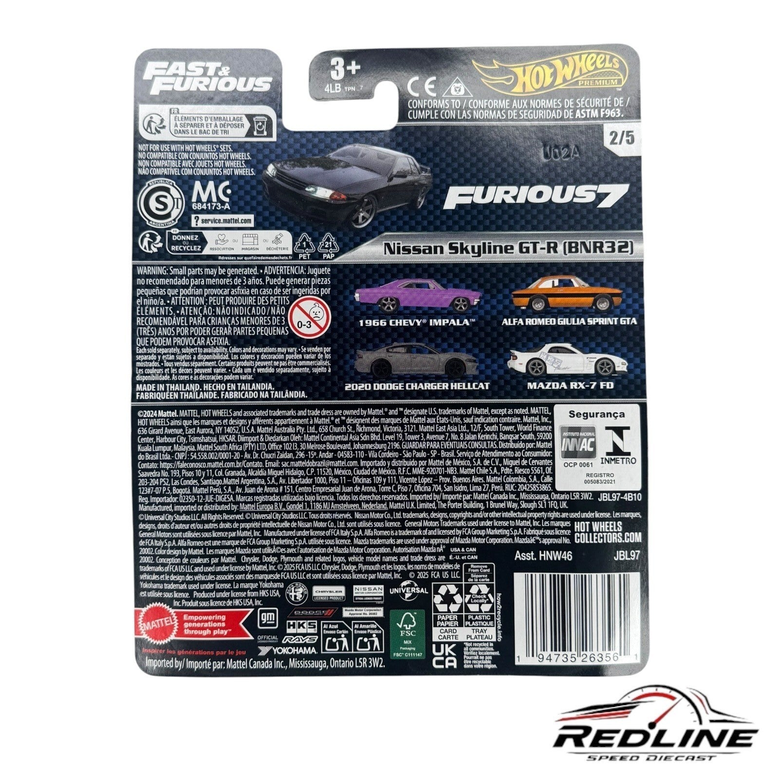 🎌🎌Hot Wheels Fast & Furious Nissan Skyline GT-R BNR32 BLACK H17🎌🎌