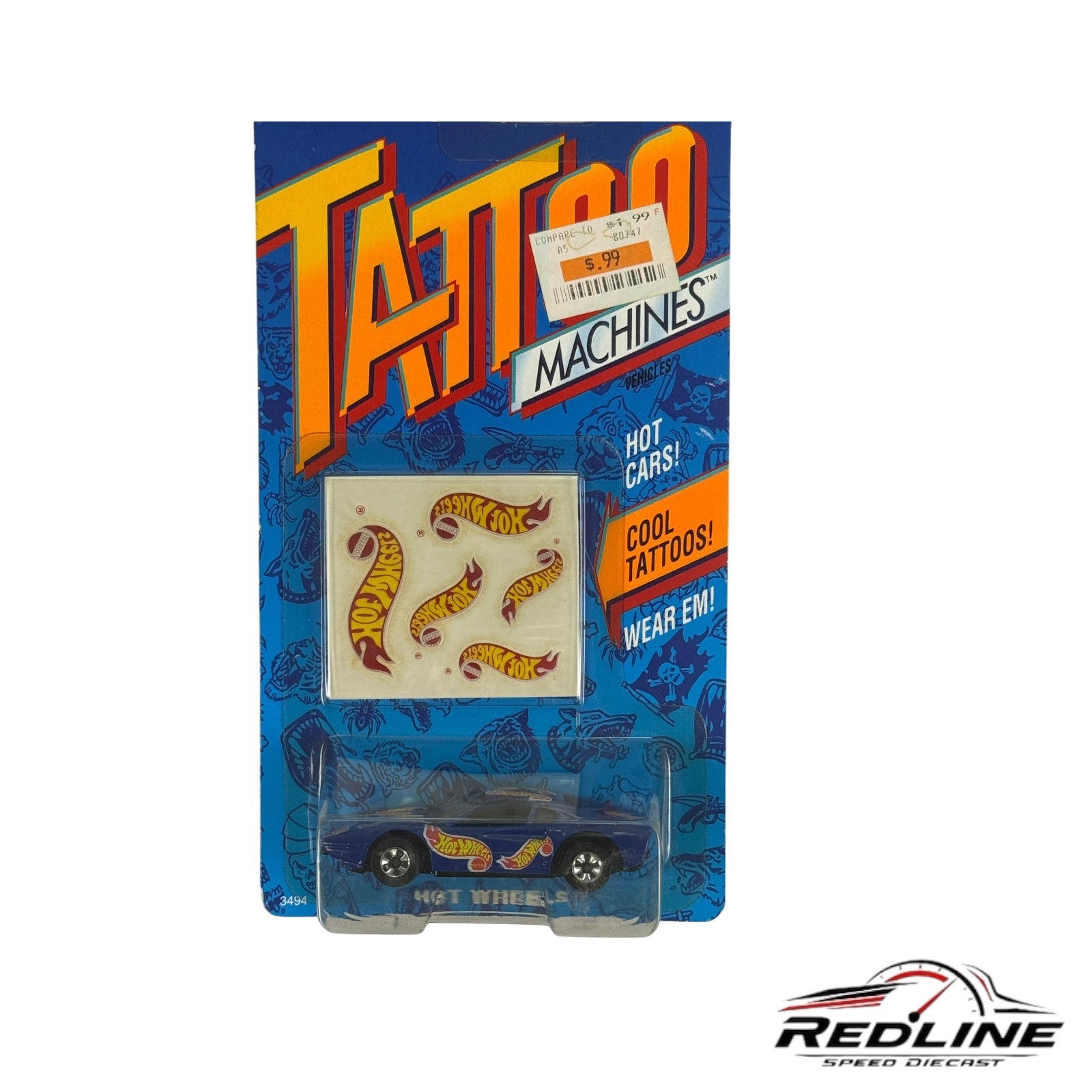 🇮🇹🇮🇹Hot Wheels Ferrari 308 Tattoo Machines Rare Blue Card H32🇮🇹🇮🇹
