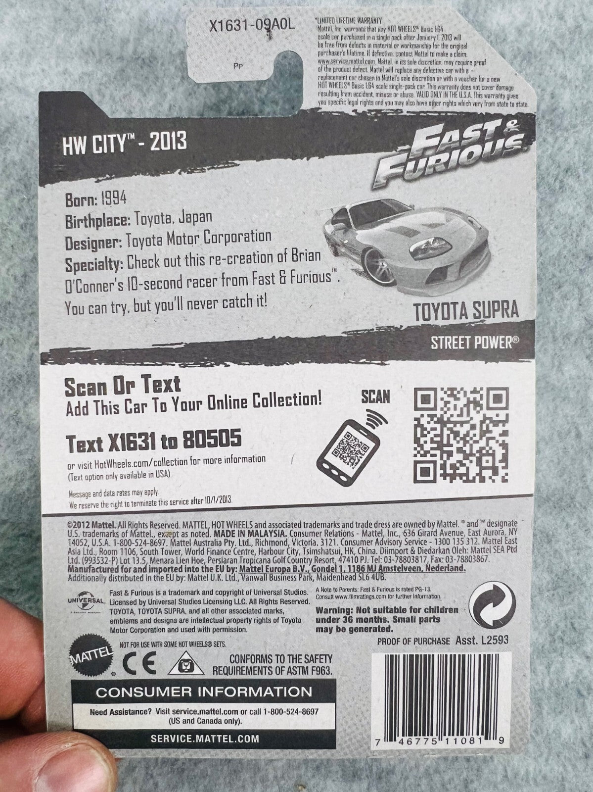 🔥Hot Wheel TOYOTA SUPRA HW City Fast & Furious Orange Street Power #5/250 H14🔥