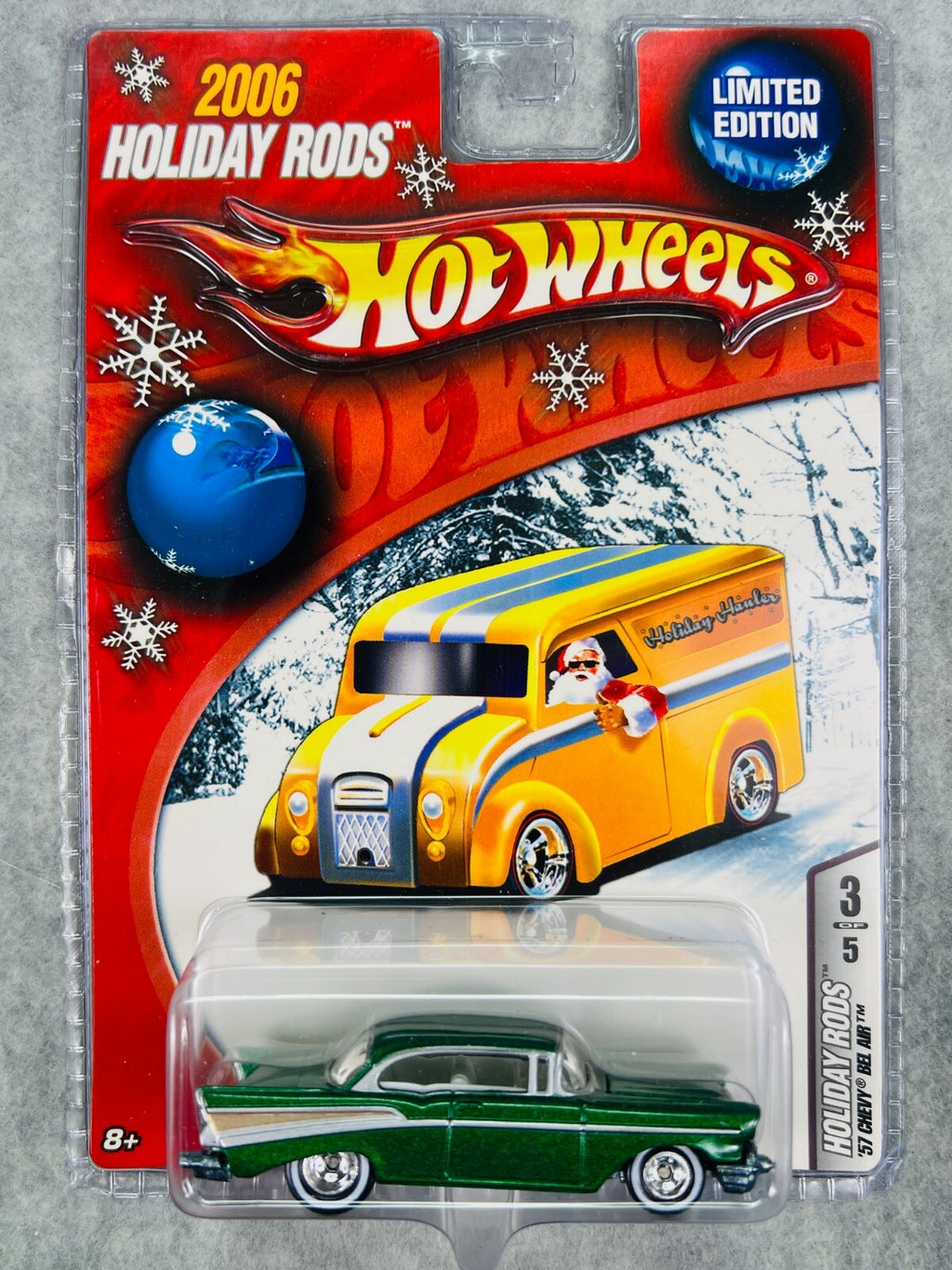 🔥🔥🔥Hot Wheels 2006 Holiday Rods Blue 57 Chevy Bel Air GREEN H33🔥🔥🔥