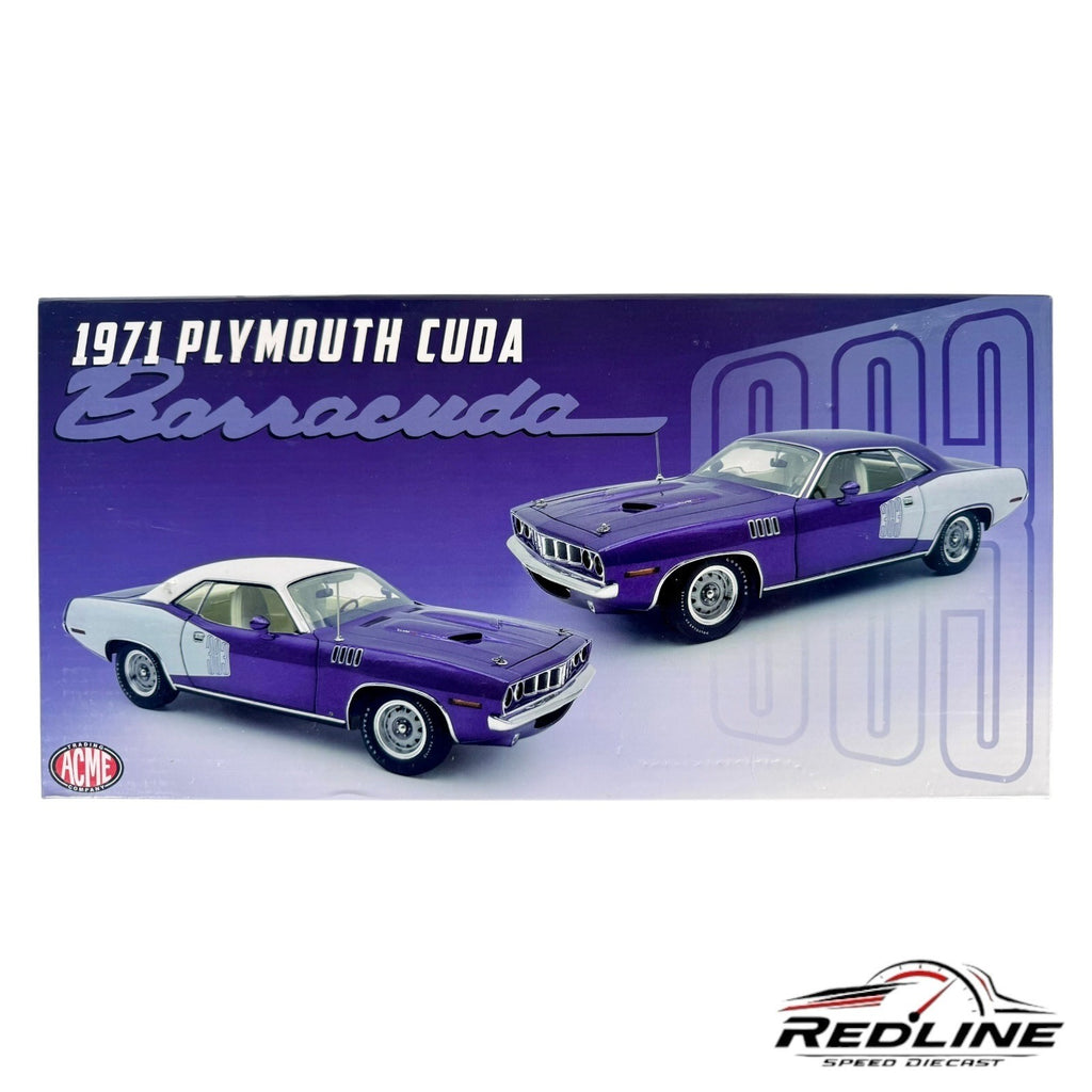 🦅🦅ACME 1971 Plymouth Barracuda 383 Purple White 1:18 C1`🦅🦅