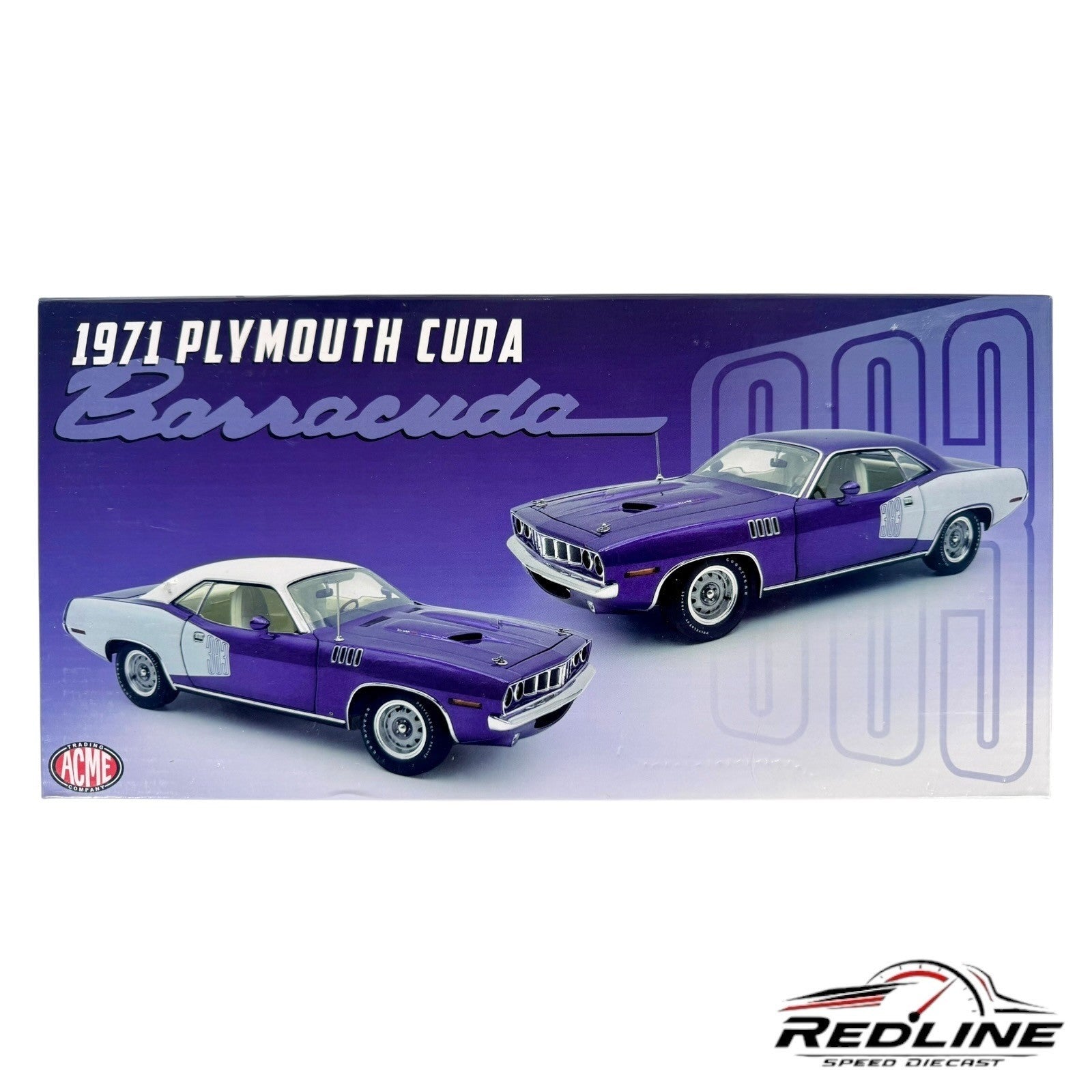 🦅🦅ACME 1971 Plymouth Barracuda 383 Purple White 1:18 C1`🦅🦅