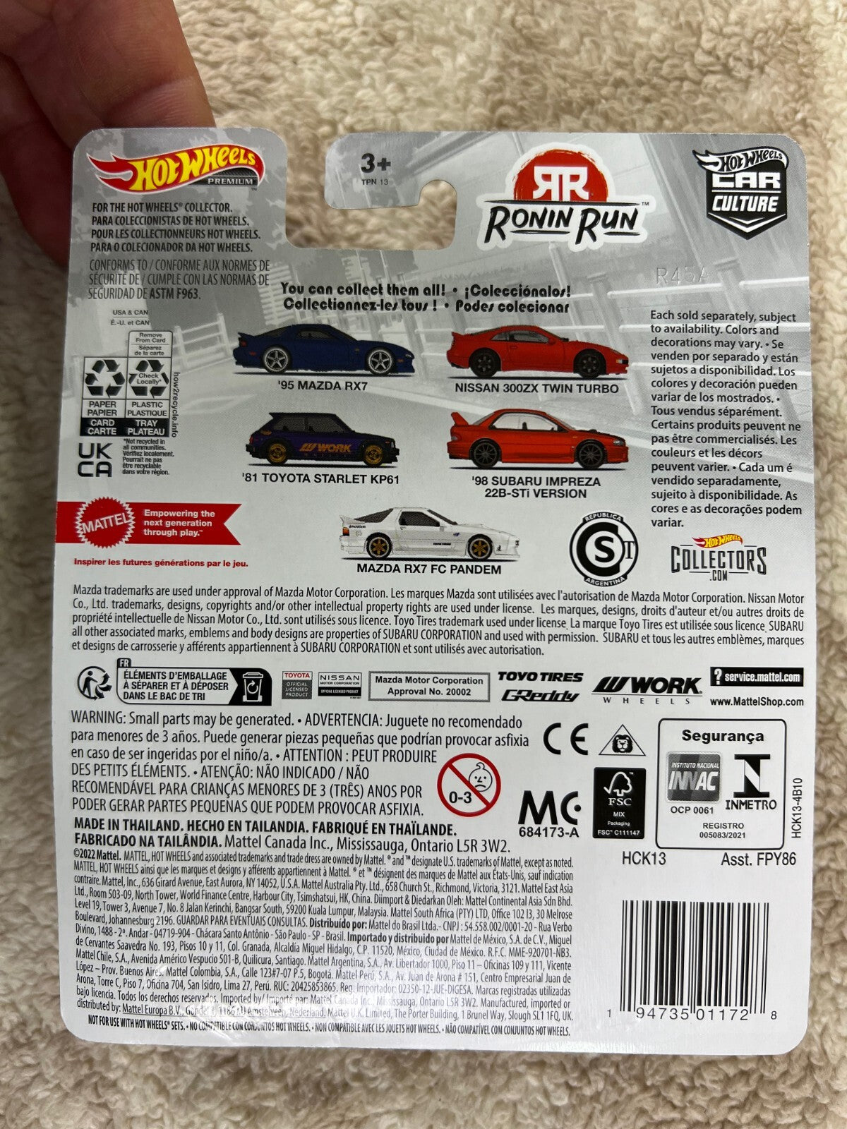 Hot Wheels Car Culture Ronin Run 1995 Mazda RX7 1:64 Model Car - Blue (HCK13)
