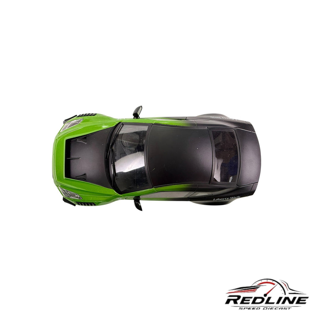 🎌JADA NISSAN GT-R (R35) LIBERTY WALK 2.0 RHD GREEN & BLACK 1/18 L2🎌