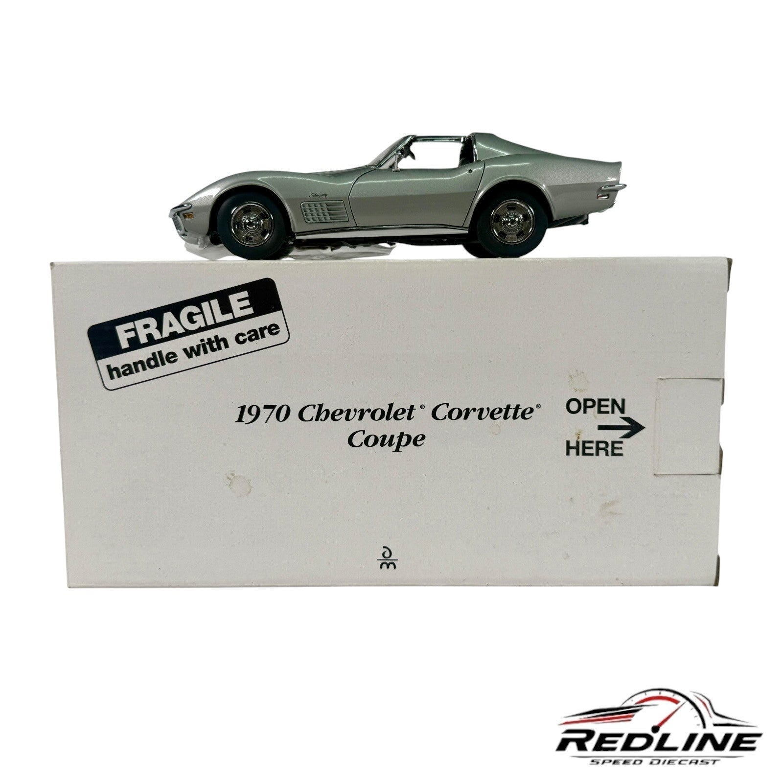 🇺🇸Danbury Mint 1970 Chevy Corvette Coupe Cortez Silver 1:24 C2🇺🇸