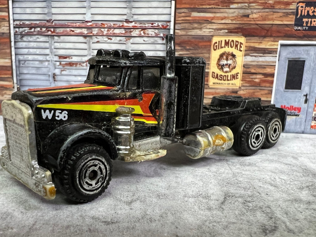 🔥🔥🔥Vintage 70's Super Wheels Black Semi Truck W56 Made in HONG KONG C3🔥🔥🔥