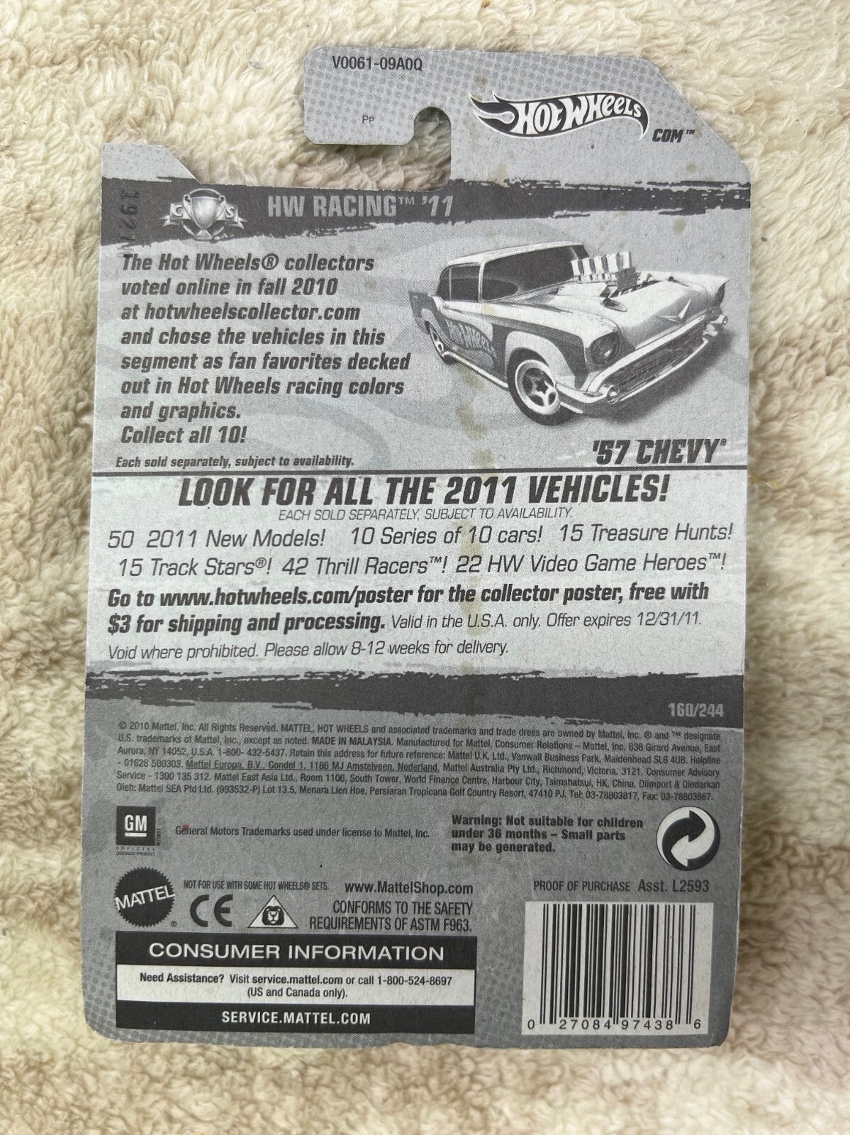 🇺🇸🇺🇸Hot Wheels HW Racing 10/10 ‘57 Chevy Bel Air 160/244 White HW18🇺🇸🇺🇸