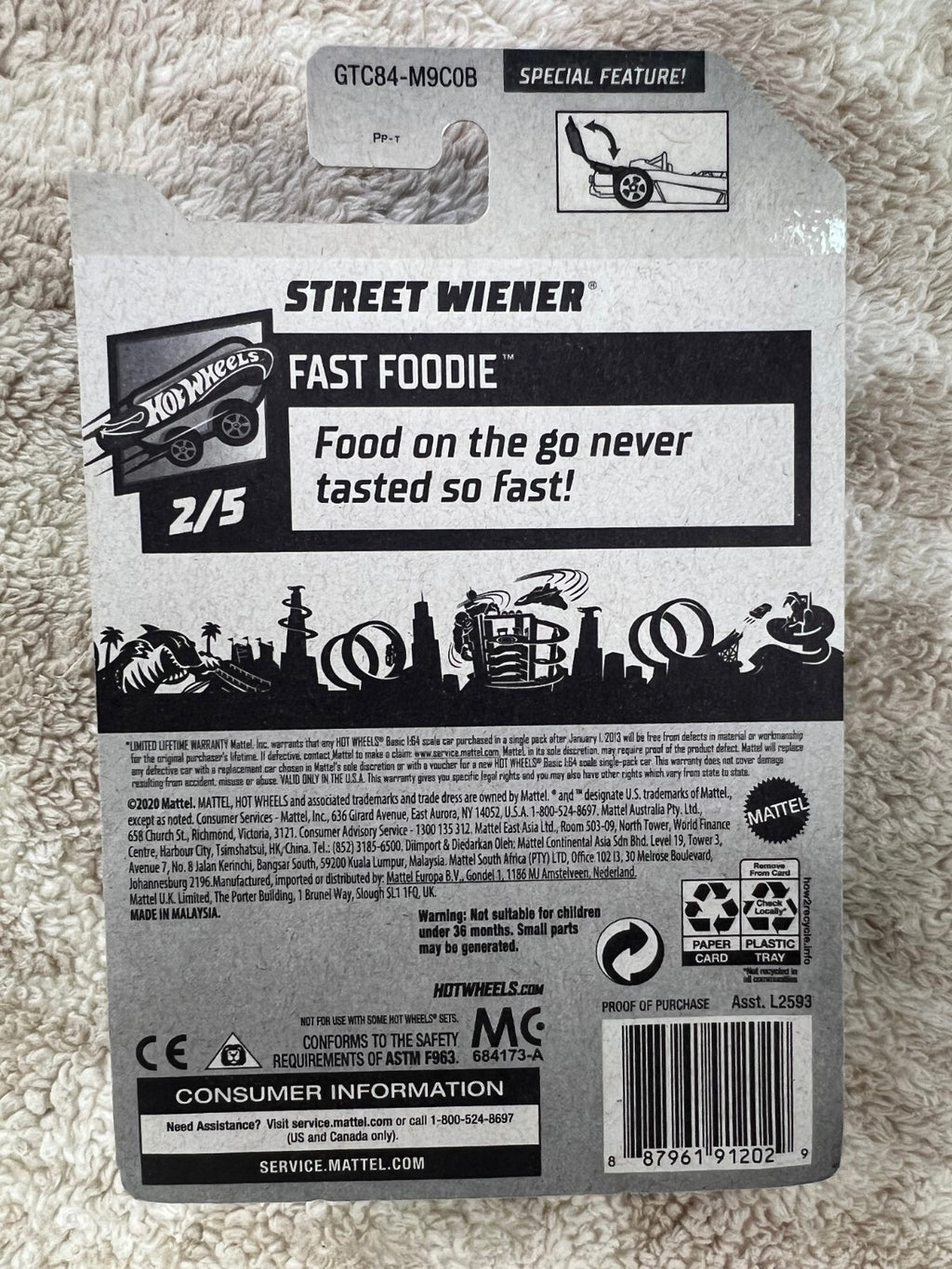 🌭🌭🌭🌭 Hot Wheels Treasure Hunt #41 Fast Foodie 2/5 STREET WIENER HW19🌭🌭🌭🌭