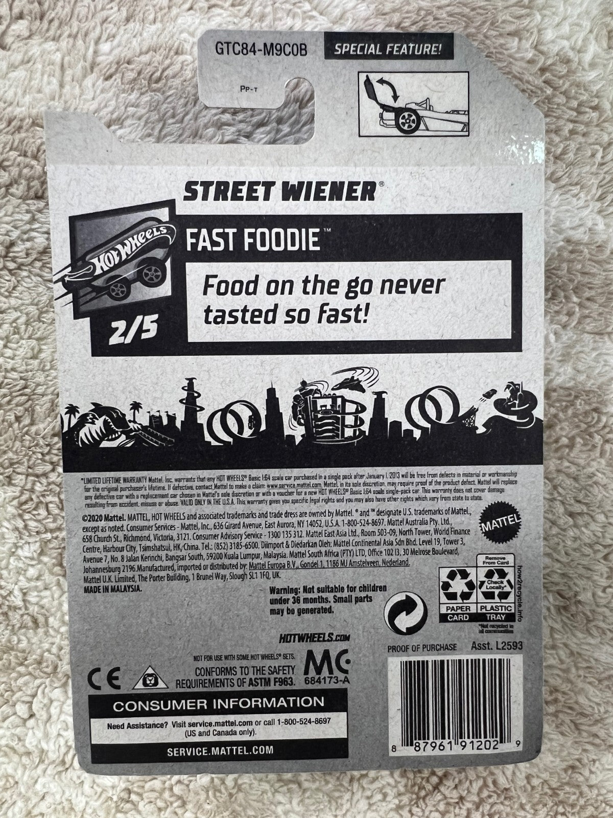 🌭🌭🌭🌭 Hot Wheels Treasure Hunt #41 Fast Foodie 2/5 STREET WIENER HW19🌭🌭🌭🌭