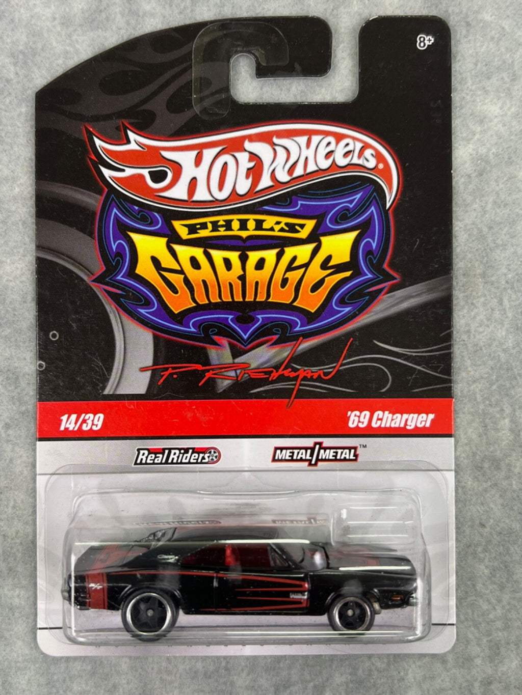 🔥🔥Hot Wheels Phil's Garage 14/39 '69 CHARGER Black w/Real Riders Black H27🔥🔥