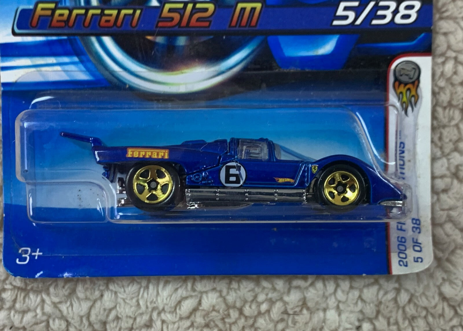 ******HOT WHEELS 2006 FIRST EDITIONS FERRARI 512 M BLUE CARDED 5 OF 38 HW05*****
