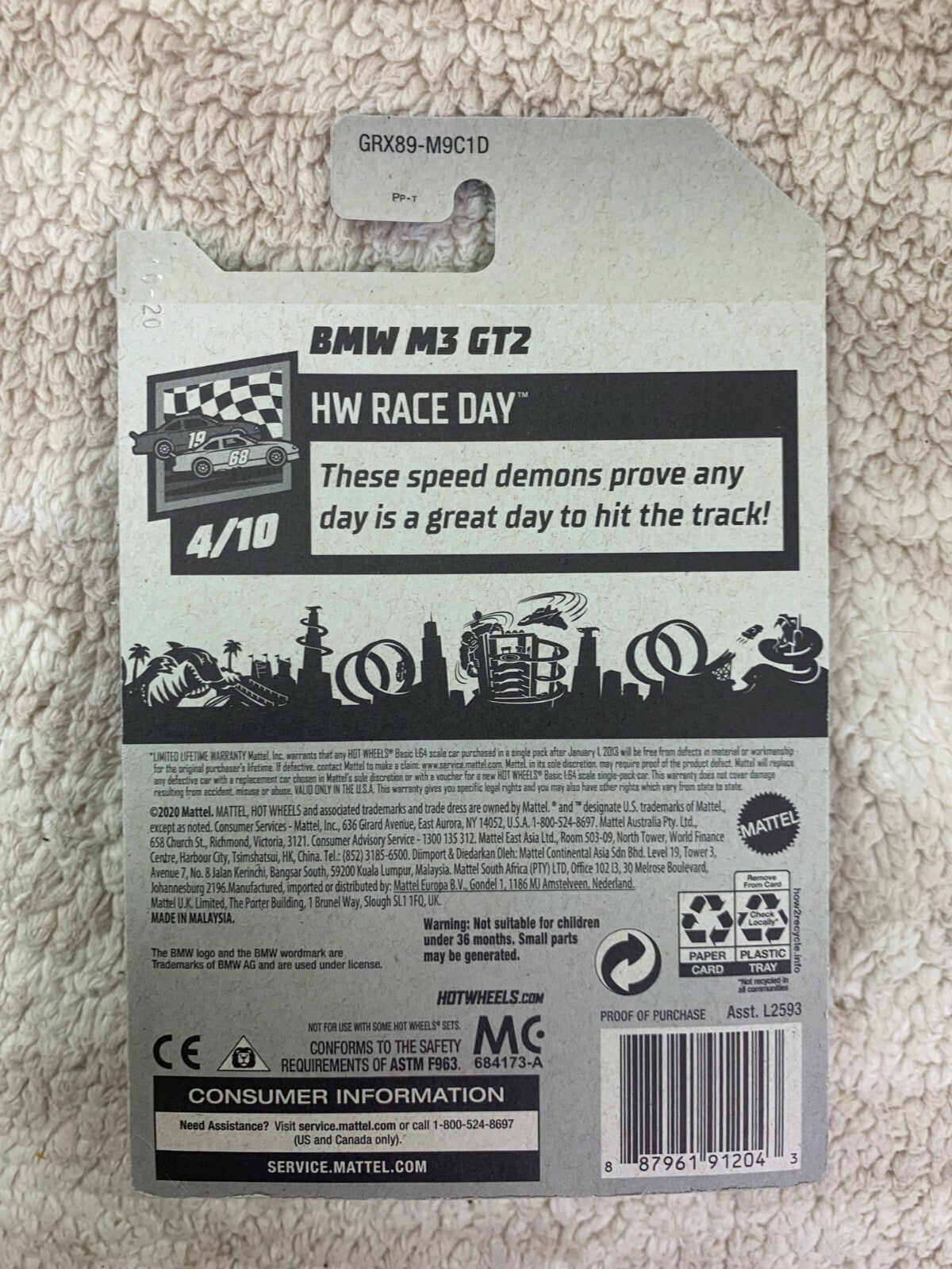 **********2020 HOT WHEELS BMW M3 GT2 #57/250 HW RACE DAY #4/10 RED HW05*********