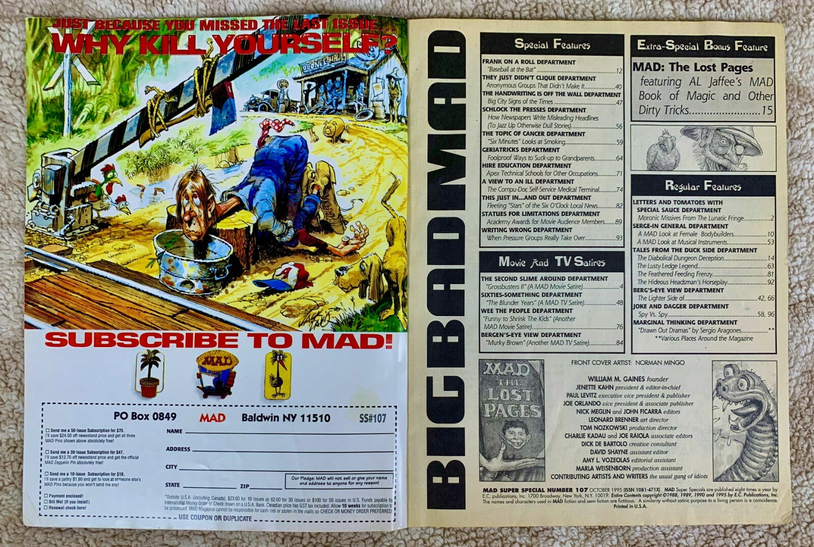*Mad Magazine 1995 October Super Special Big Bad Mad #1 Premier Issue NICE RARE*