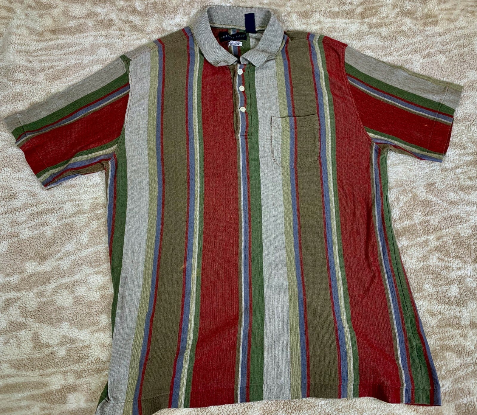 ****Vintage Mens Northern Isles Golf Polo Striped Red Green Blue Size X-Large***