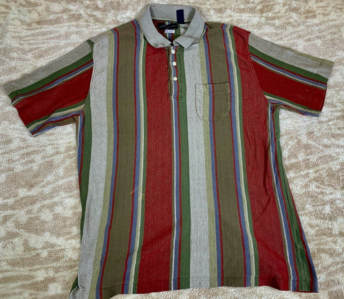 ****Vintage Mens Northern Isles Golf Polo Striped Red Green Blue Size X-Large***