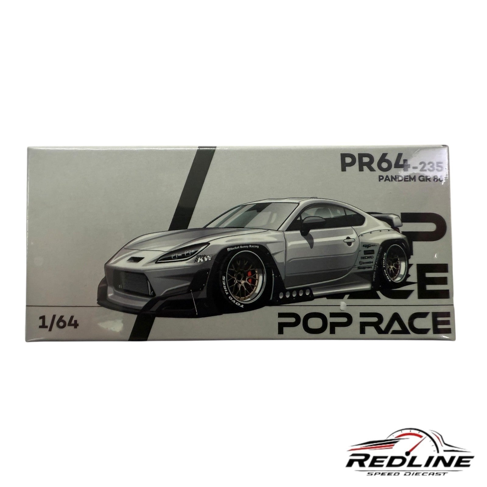 🎌🎌Pop Race Toyota Pandem GR 86 Silver 1:64 SEALED Scale Diecast Car H1🎌🎌