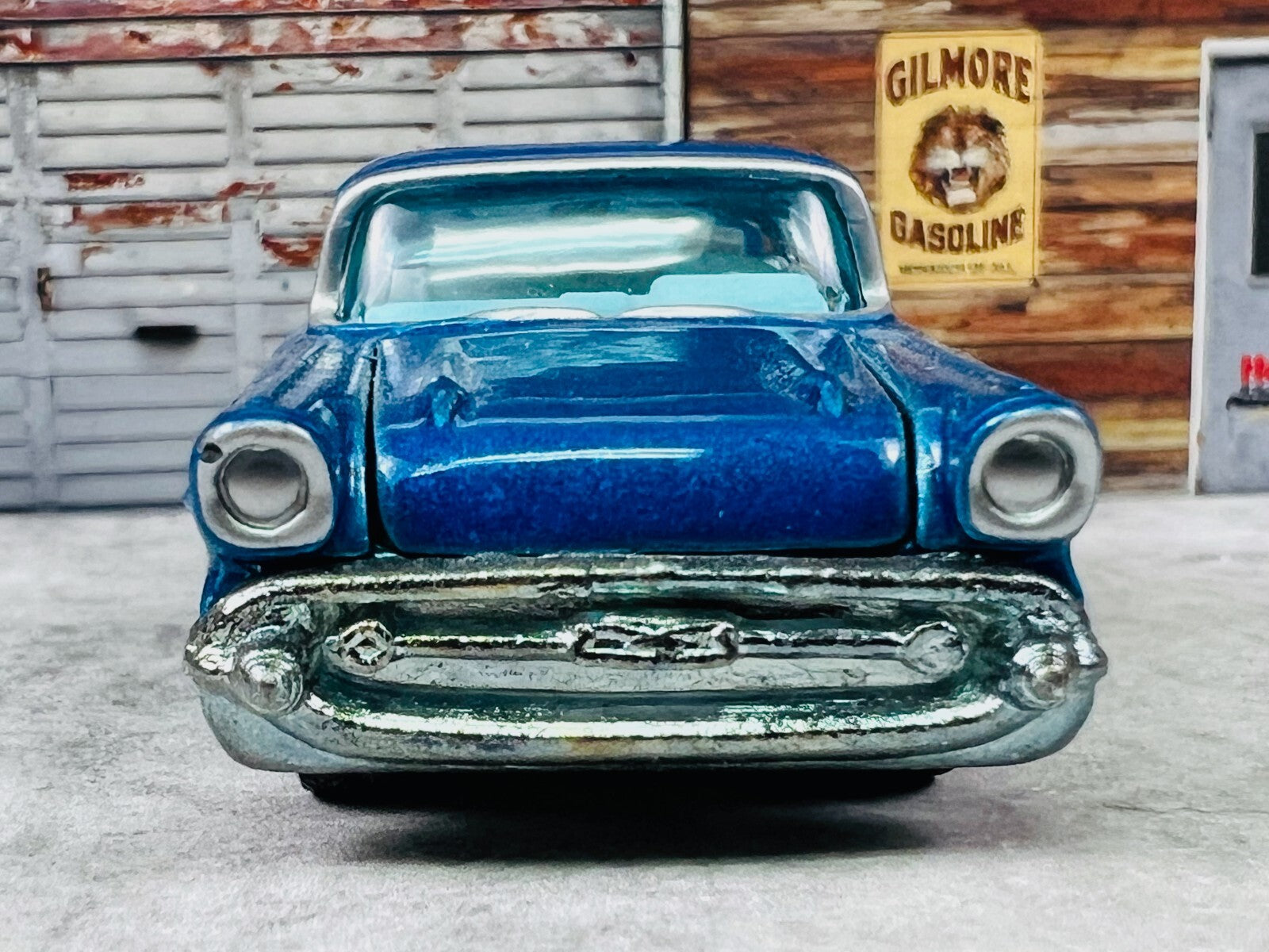 🇺🇸Hot Wheels 2006 Holiday Rods 57 Chevy Bel Air Blue Real Riders C23🇺🇸