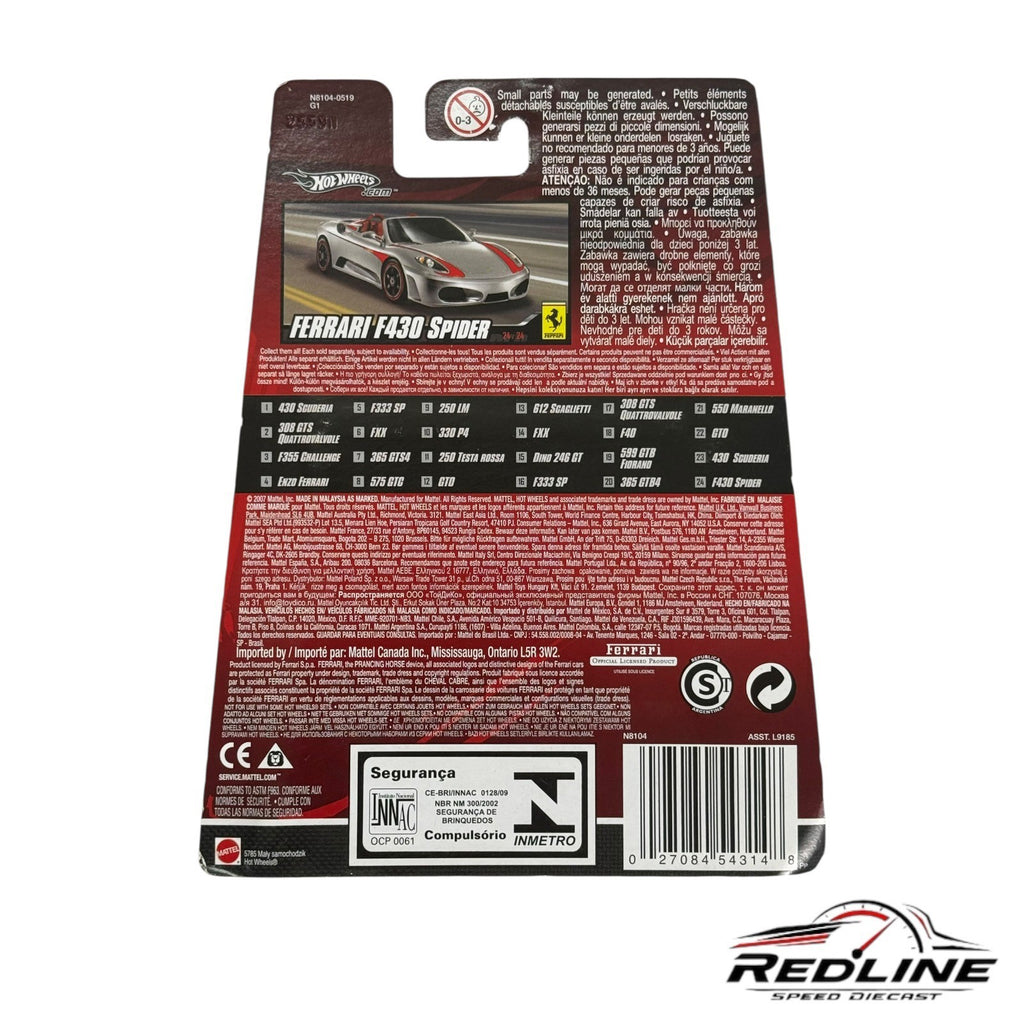 🇮🇹🇮🇹Hot Wheels Ferrari Racer Ferrari F430 Spider Silver 1:64🇮🇹🇮🇹
