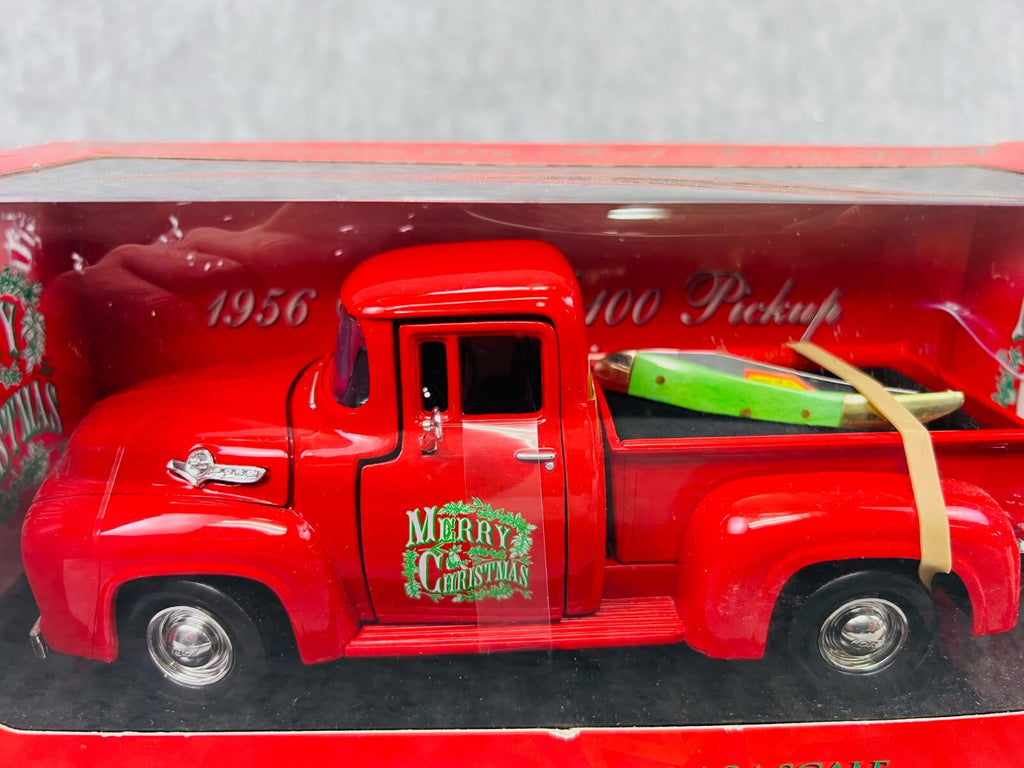 🎄🎄Motor Max 1/24 1956 Ford F-100 Pickup Red BOX DAMAGED🎄🎄🎄