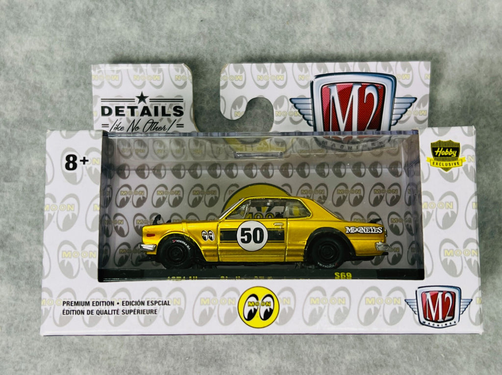 🔥🔥M2 Machines Mooneyes Hobby Liquid Gold 1971 Nissan Skyline GT-R S69 HW14🔥🔥